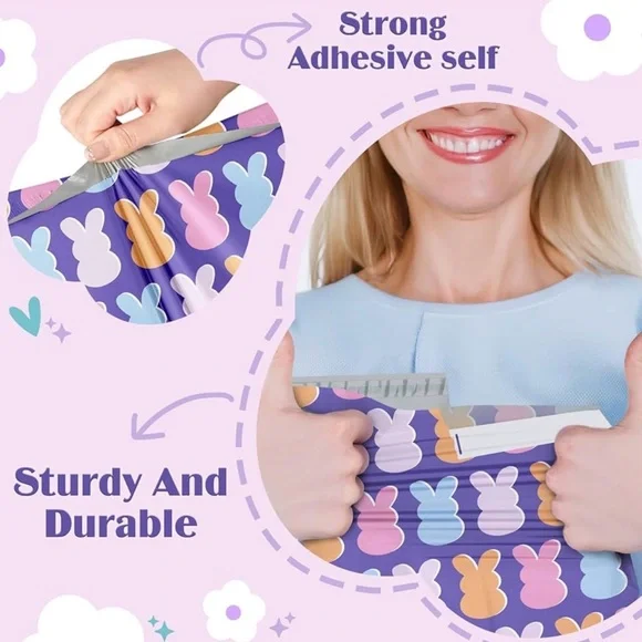 (25) 10”x13” Easter Peep Bunny Poly Mailers | Set of 25 | Cute Shipping - Picture 4 of 4